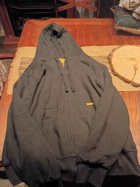 Men's Black Full-Zip Hooded Sweatshirt